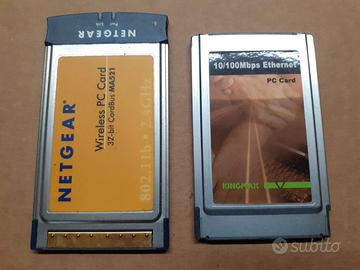 Lotto di 2 Schede PC CARD (wireless e rete)