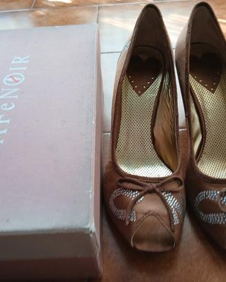 scarpe con tacchi alti cafè noir n.40 con strass 