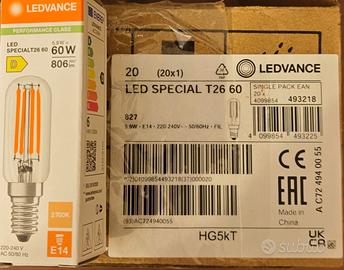 Stock 20 Lampadine LEDVANCE T26 E14 60W (5.9W) 806