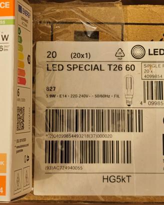 Stock 20 Lampadine LEDVANCE T26 E14 60W (5.9W) 806