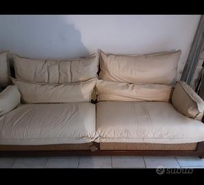 divano in pelle e paglia di vienna