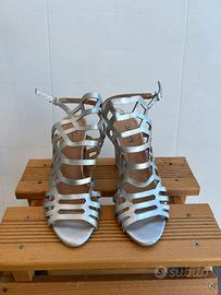 Sandali argentati con tacco 9 cm