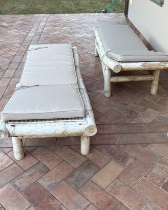 Coppia di lettini da giardino in bambù