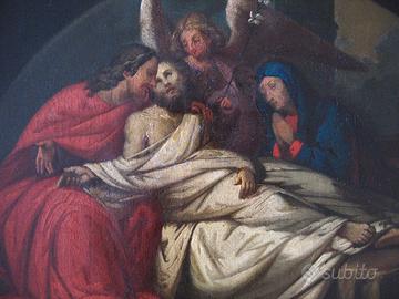 Antico Dipinto del 700 deposizione di Cristo nel S