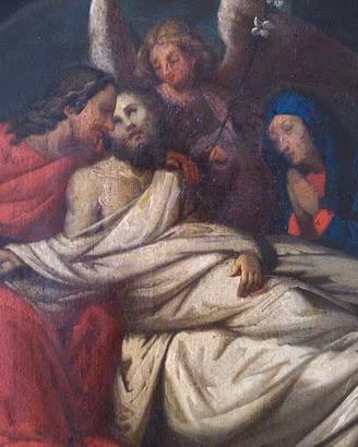 Antico Dipinto del 700 deposizione di Cristo nel S