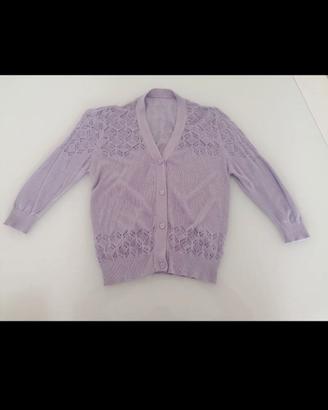 Cardigan giacca coprispalle lilla traforata