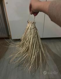 Lampada paralume sospensione palma+cestino rattan