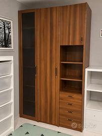 Mobili componibili da salotto in legno color noce