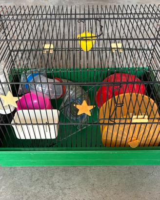 Gabbietta per criceto con vari giochini