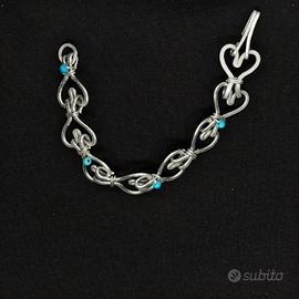 Bracciale in alluminio argentato e pietre