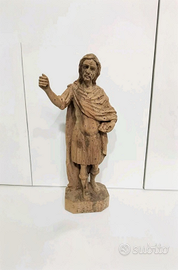 Antica Statua San Paolo in legno massello (h 48 cm