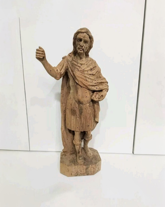 Antica Statua San Paolo in legno massello (h 48 cm