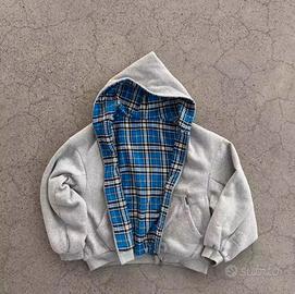 Felpa grigia reversibile vintage y2k oversize
