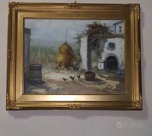 QUADRO VINTAGE OLIO SU LEGNO ANTONIO MIGLIARDI