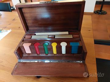 Cofanetto vintage da gioco carrte e fiches radica