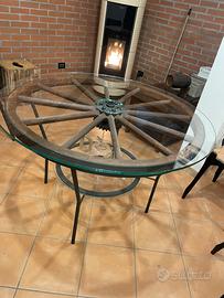 Tavolo design - ruota d’artiglieria fine ‘800