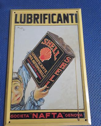 Targa pubblicitaria in latta  Lubrificanti Shell 
