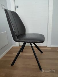 Set di 8 sedie in ecopelle antracite