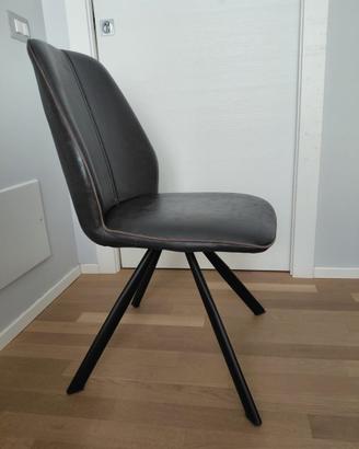 Set di 8 sedie in ecopelle antracite