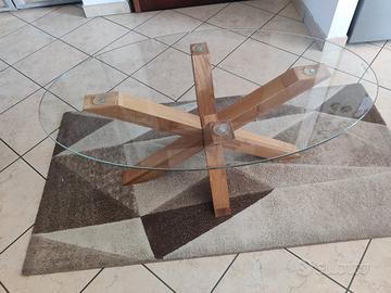 tavolino da salotto moderno in vetro e legno 