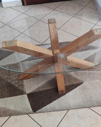 tavolino da salotto moderno in vetro e legno 