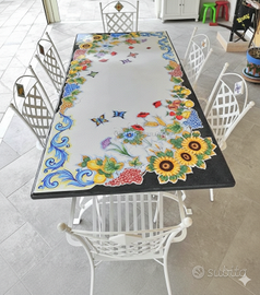 TAVOLO IN PIETRA LAVICA MIS. 200X100 CM. COMPLETO