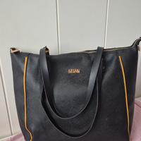 Borsa Coveri Collection Nera con inserti gialli