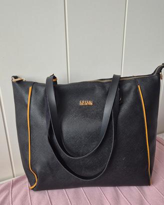 Borsa Coveri Collection Nera con inserti gialli