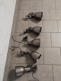 Set di cinque faretti in metallo diam 10 cm