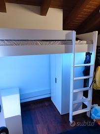 Letto singolo a soppalco 