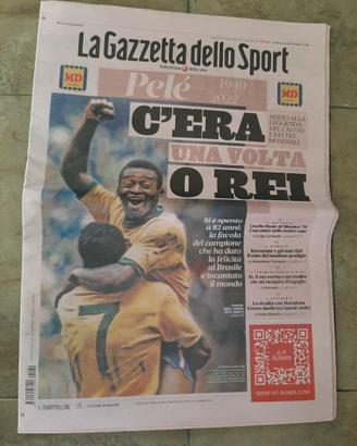 MORTE PELE GAZZETTA DELLO SPORT 30 DICEMBRE 2022