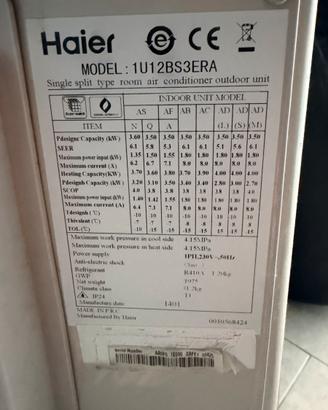 Haier condizionatore con splitter  1U12BS3ERA