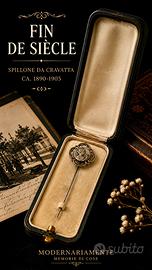 Antica spilla 1890 allegoria Musica con scrigno