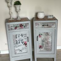 Comodini vintage shabby grigi