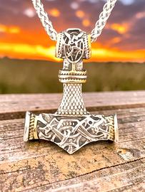 collana acciaio 316,martello mjoinir di thor NUOVO