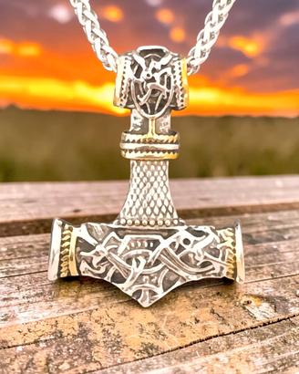 collana acciaio 316,martello mjoinir di thor NUOVO