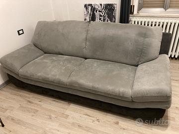 Divano 3 posti moderno effetto nabuk - grigio/antr