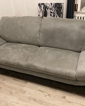 Divano 3 posti moderno effetto nabuk - grigio/antr