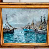 Quadro con Barche dipinto a mano con colori a olio