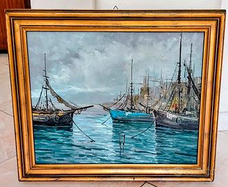 Quadro con Barche dipinto a mano con colori a olio