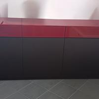 MADIA E VETRINA LEGNO ROVERE E ANTE IN VESTRO ROSS