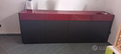 MADIA E VETRINA LEGNO ROVERE E ANTE IN VESTRO ROSS