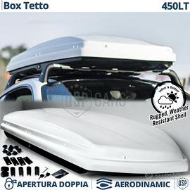 Box Tetto Auto 450 Litri Baule PORTABAGAGLI Bianco