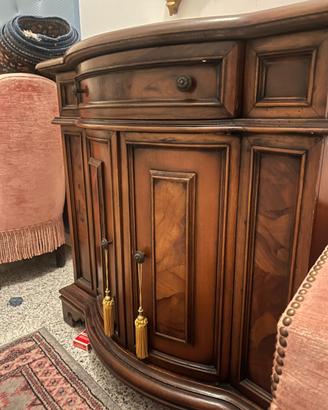 COMODINA CLASSICA IN LEGNO NOCE CON CASSETTO -