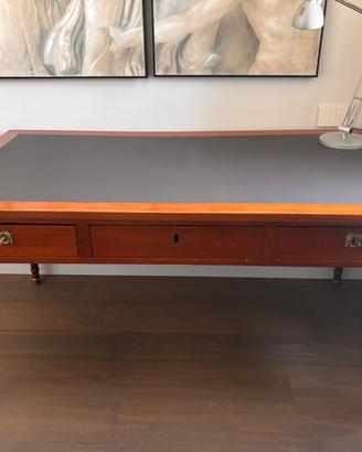 Scrivania antica, stile Direttorio, piano in pelle