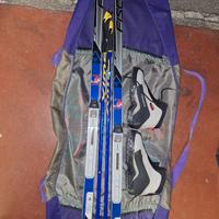 Sci da fondo con racchette, scarpette tg39 e sacca