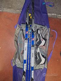 Sci da fondo con racchette, scarpette tg39 e sacca