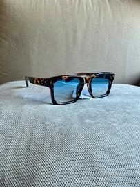 Occhiali da sole unisex tartarugati lenti blu
