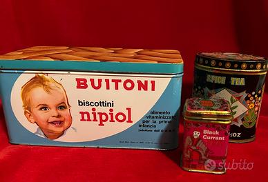 Scatole di latta assortite vintage