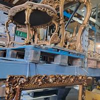 Set Tavolo da Trucco Classico Oro Coiffeuse e Puff